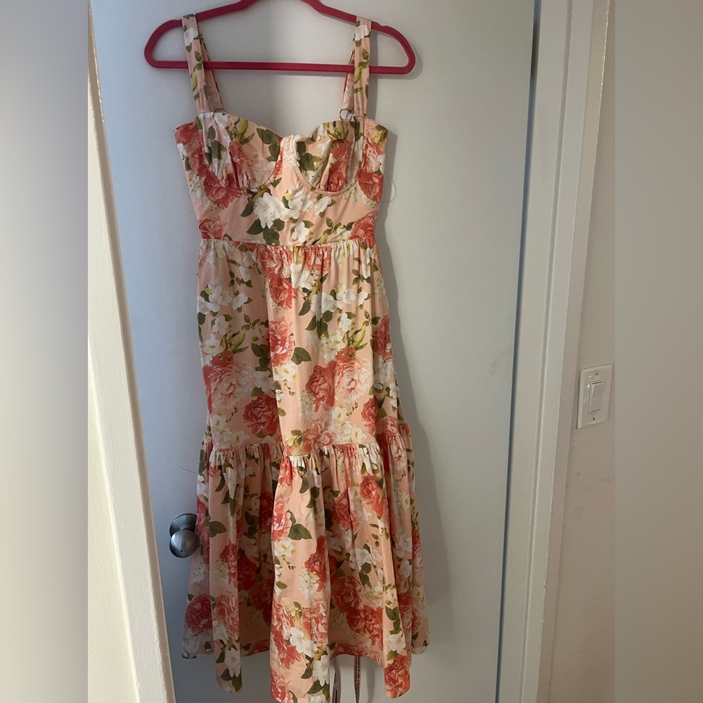 House of CB floral bustier midi dress NWT